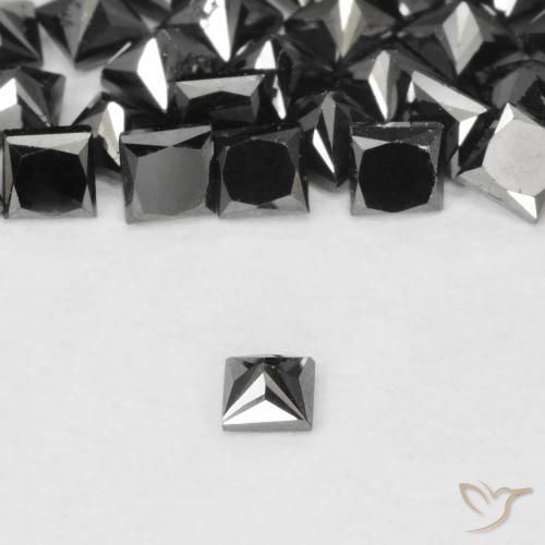 Diamante Nero naturale da 0.10 ct, Quadrato, Opaco