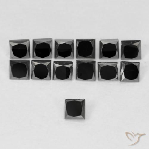 0.11ct Naturale Nero Diamante, Quadrato, Opaco