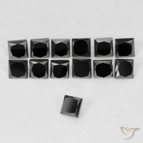 Diamante Nero naturale da 0.11 ct, Quadrato, Opaco
