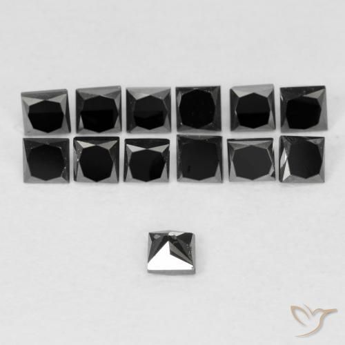 Diamante Nero naturale da 0.11 ct, Quadrato, Opaco