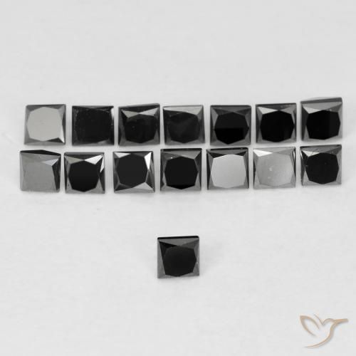 Diamante Nero naturale da 0.09 ct, Quadrato, Opaco