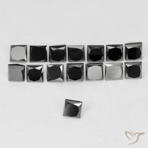 Diamante Nero naturale da 0.09 ct, Quadrato, Opaco
