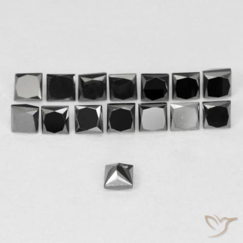Diamante Nero naturale da 0.09 ct, Quadrato, Opaco