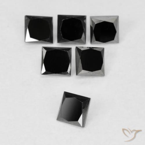 Diamante Nero naturale da 0.13 ct, Quadrato, Opaco