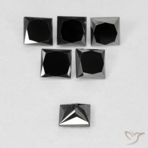 Diamante Nero naturale da 0.13 ct, Quadrato, Opaco