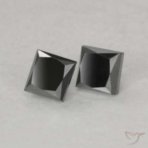 Gemme di Diamante Nero naturale da 0.12 ct, Quadrato, Opaco