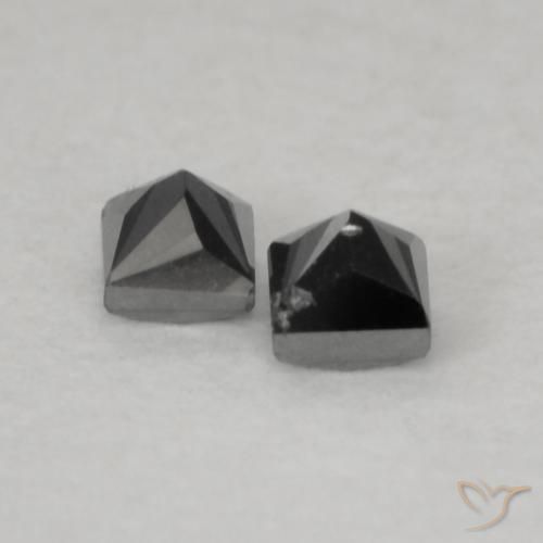 Gemme di Diamante Nero naturale da 0.12 ct, Quadrato, Opaco