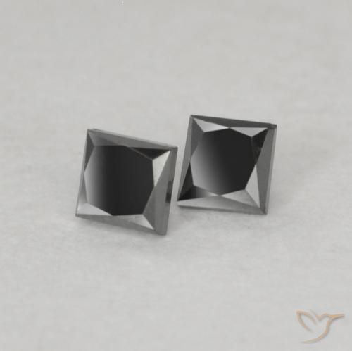 Gemme di Diamante Nero naturale da 0.13 ct, Quadrato, Opaco