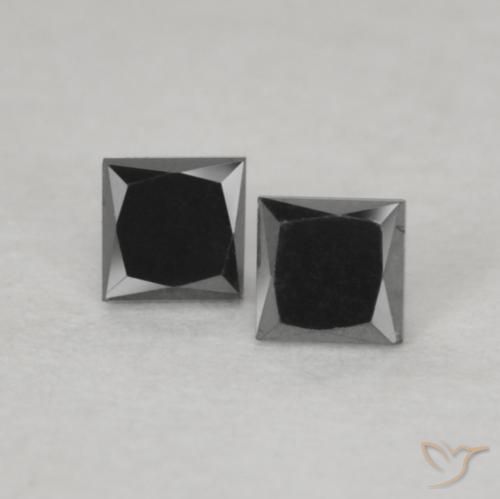 Gemme di Diamante Nero naturale da 0.18 ct, Quadrato, Opaco