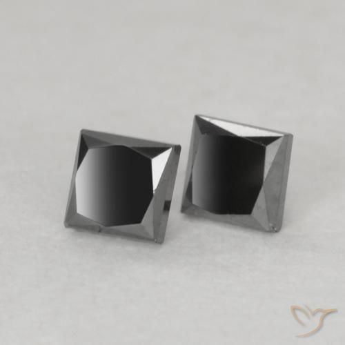 Gemme di Diamante Nero naturale da 0.18 ct, Quadrato, Opaco