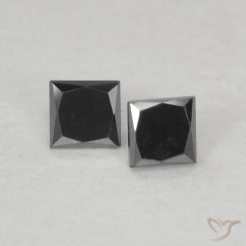 Gemme di Diamante Nero naturale da 0.12 ct, Quadrato, Opaco