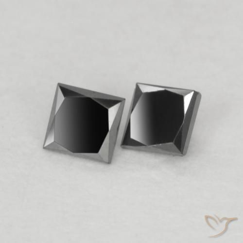 Gemme di Diamante Nero naturale da 0.12 ct, Quadrato, Opaco