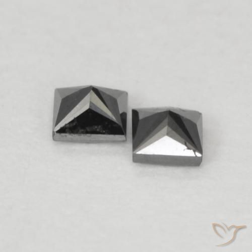 Gemme di Diamante Nero naturale da 0.12 ct, Quadrato, Opaco
