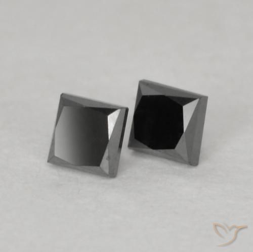 Gemme di Diamante Nero naturale da 0.19 ct, Quadrato, Opaco