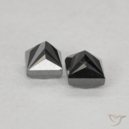 Gemme di Diamante Nero naturale da 0.19 ct, Quadrato, Opaco