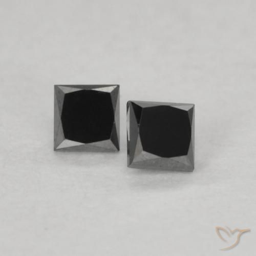Gemme di Diamante Nero naturale da 0.13 ct, Quadrato, Opaco
