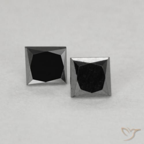 Gemme di Diamante Nero naturale da 0.16 ct, Quadrato, Opaco