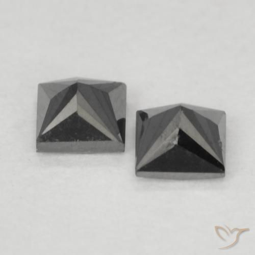 Gemme di Diamante Nero naturale da 0.23 ct, Quadrato, Opaco
