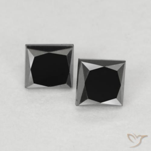 Gemme di Diamante Nero naturale da 0.22 ct, Quadrato, Opaco