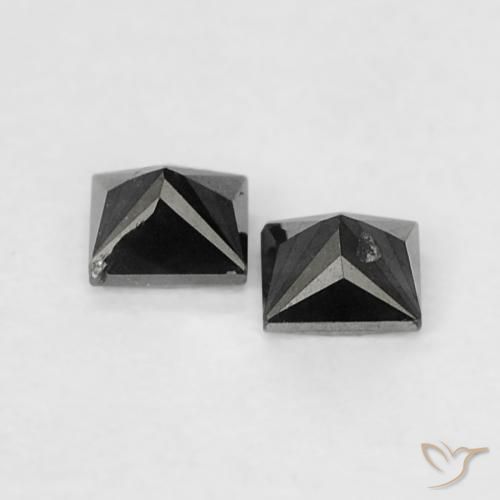 Gemme di Diamante Nero naturale da 0.13 ct, Quadrato, Opaco