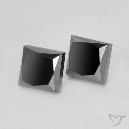 Gemme di Diamante Nero naturale da 0.39 ct, Quadrato, Opaco