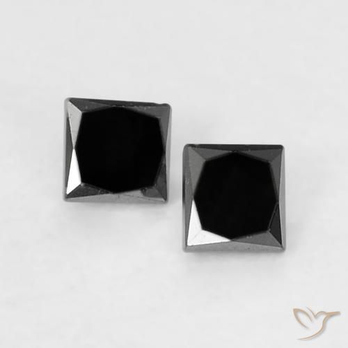 Gemme di Diamante Nero naturale da 0.11 ct, Quadrato, Opaco