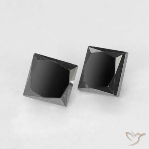 Gemme di Diamante Nero naturale da 0.11 ct, Quadrato, Opaco