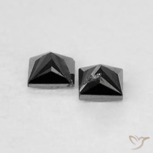 Gemme di Diamante Nero naturale da 0.11 ct, Quadrato, Opaco