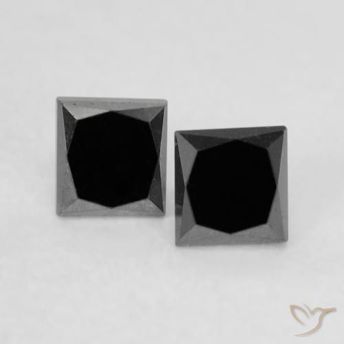 Gemme di Diamante Nero naturale da 0.35 ct, Quadrato, Opaco