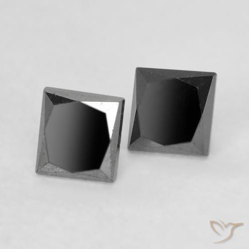 Gemme di Diamante Nero naturale da 0.35 ct, Quadrato, Opaco