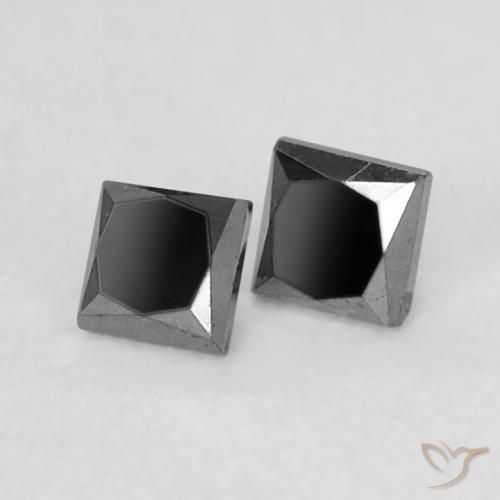 Gemme di Diamante Nero naturale da 0.14 ct, Quadrato, Opaco