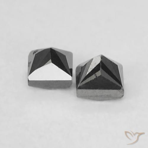 Gemme di Diamante Nero naturale da 0.14 ct, Quadrato, Opaco