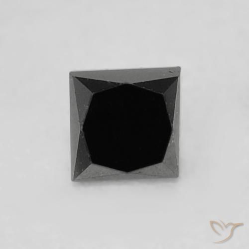 0.15ct Naturale Nero Diamante, Quadrato, Opaco