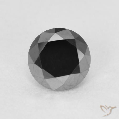 0.22ct Naturale Nero Diamante, Rotondo, Opaco