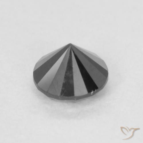 Diamante Nero naturale da 0.22 ct, Rotondo, Opaco