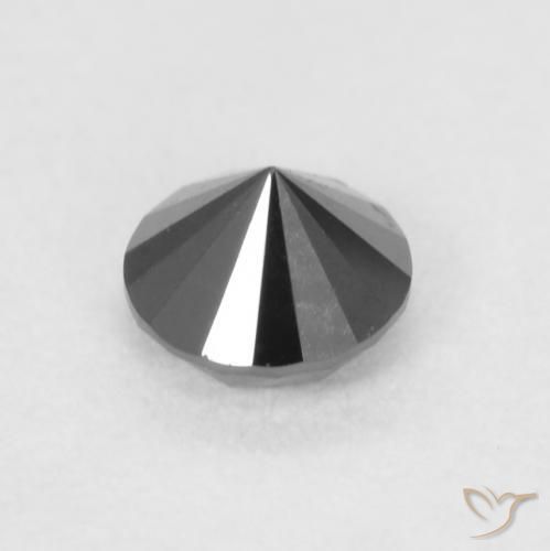 Diamante Nero naturale da 0.22 ct, Rotondo, Opaco