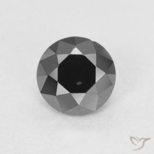 0.21ct Naturale Nero Diamante, Rotondo, Opaco