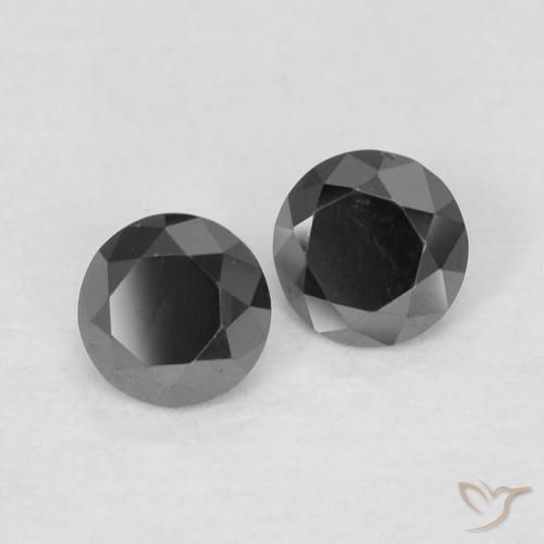 Gemme di Diamante Nero naturale da 0.24 ct, Rotondo, Opaco