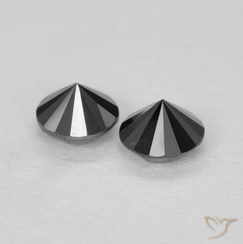 Gemme di Diamante Nero naturale da 0.24 ct, Rotondo, Opaco