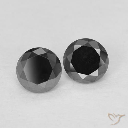 Gemme di Diamante Nero naturale da 0.25 ct, Rotondo, Opaco