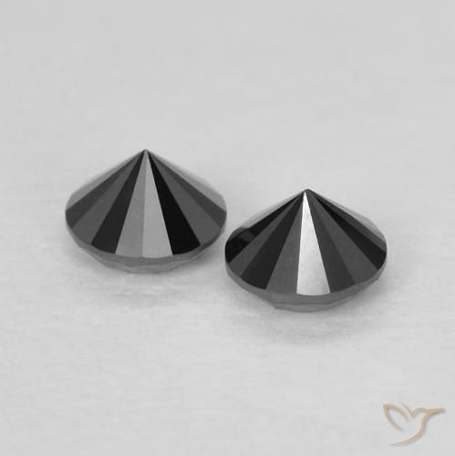 Gemme di Diamante Nero naturale da 0.25 ct, Rotondo, Opaco