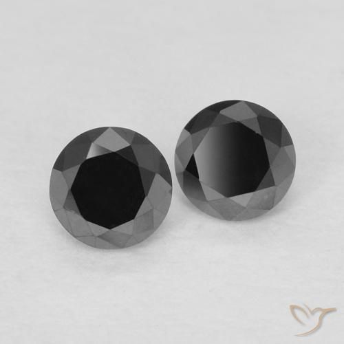Gemme di Diamante Nero naturale da 0.27 ct, Rotondo, Opaco