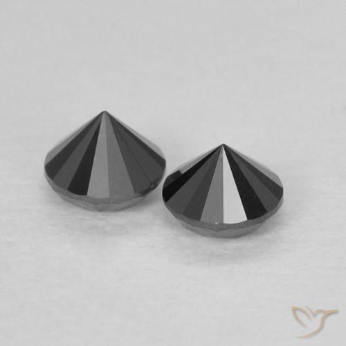 Gemme di Diamante Nero naturale da 0.27 ct, Rotondo, Opaco
