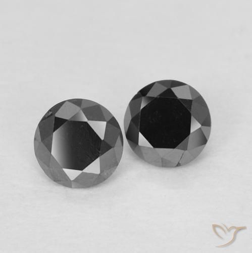 Gemme di Diamante Nero naturale da 0.26 ct, Rotondo, Opaco