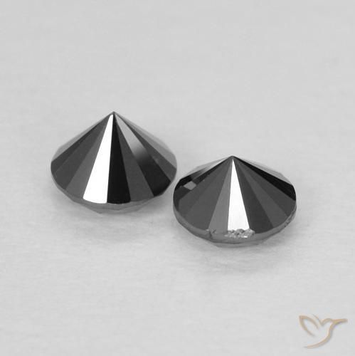 Gemme di Diamante Nero naturale da 0.26 ct, Rotondo, Opaco