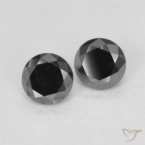 Gemme di Diamante Nero naturale da 0.27 ct, Rotondo, Opaco