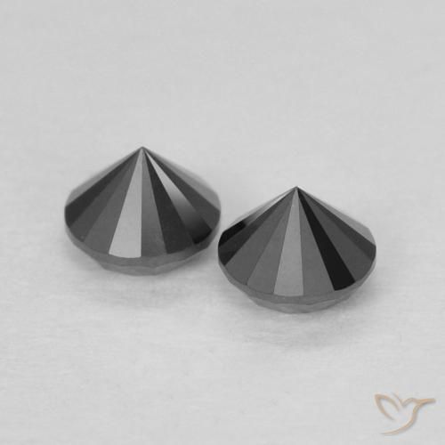 Gemme di Diamante Nero naturale da 0.27 ct, Rotondo, Opaco