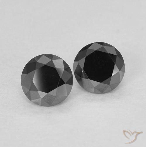 Gemme di Diamante Nero naturale da 0.27 ct, Rotondo, Opaco