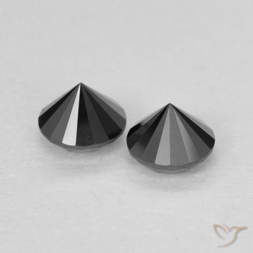 Gemme di Diamante Nero naturale da 0.27 ct, Rotondo, Opaco
