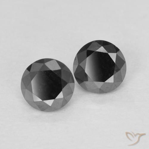 Gemme di Diamante Nero naturale da 0.29 ct, Rotondo, Opaco